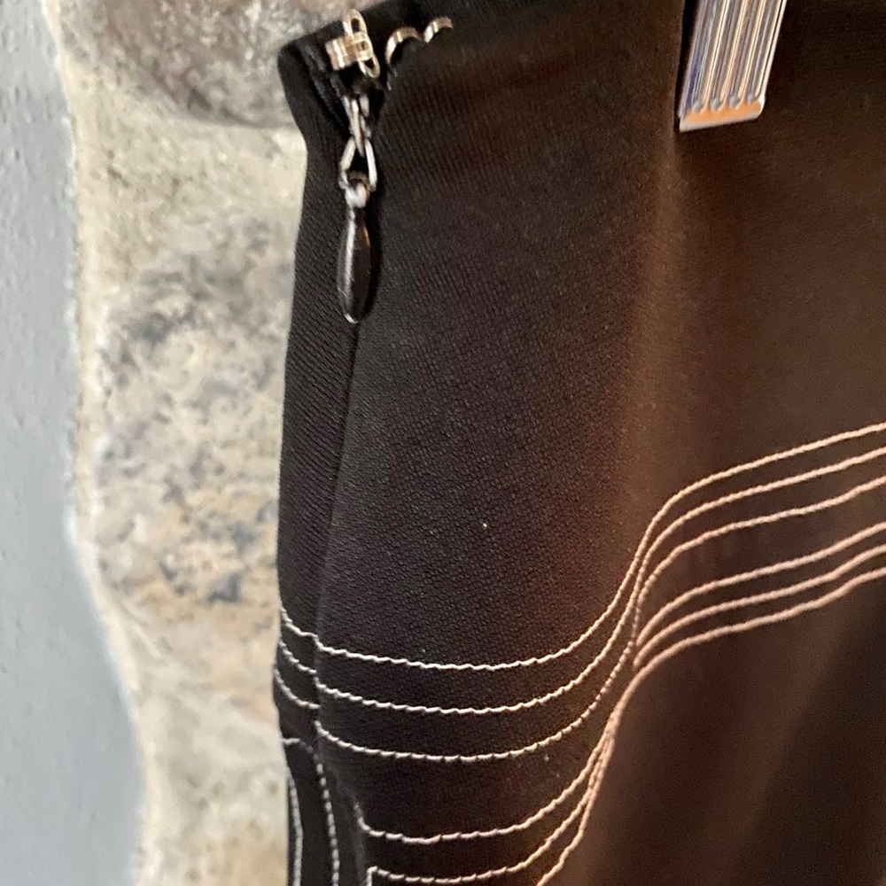 Express Straight Black Skirt with White Stitching - Picture 5 of 8